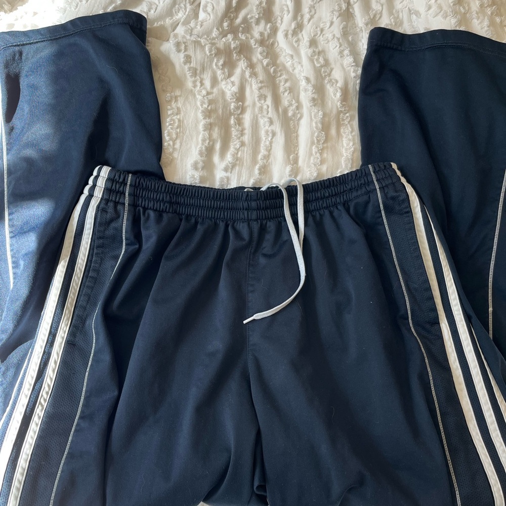 Adidas Blue Sweatpants with Classic Stripes